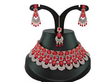 Red designer function wear ad necklace set 1