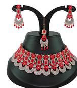 Red designer function wear ad necklace set
