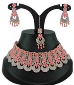 Pink designer function wear ad necklace set