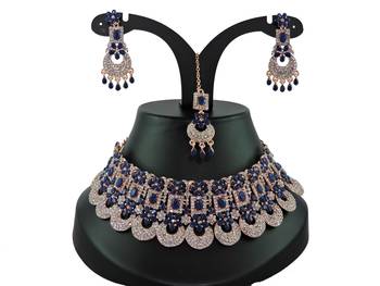 Blue designer function wear ad necklace set 1