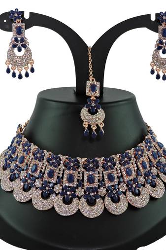 Blue designer function wear ad necklace set