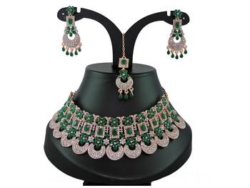 Green designer function wear ad necklace set 1