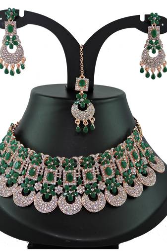 Green designer function wear ad necklace set