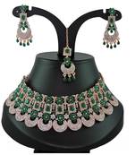 Green designer function wear ad necklace set
