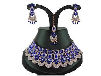 Blue designer function wear ad necklace set 1
