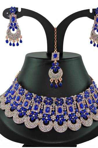 Blue designer function wear ad necklace set