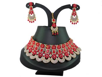 Red designer function wear ad necklace set 1