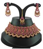 Pink designer function wear ad necklace set