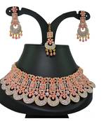 Pink designer function wear ad necklace set