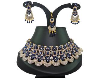 Blue designer function wear ad necklace set 1