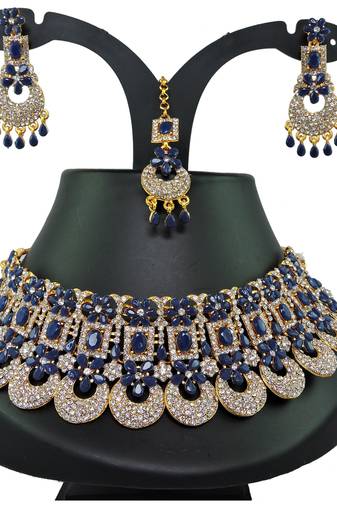 Blue designer function wear ad necklace set