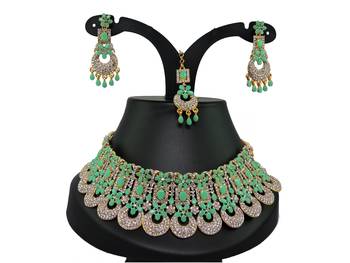 Green designer function wear ad necklace set 1