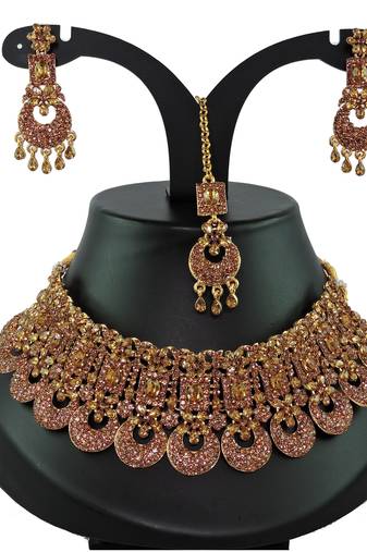 Gold designer function wear ad necklace set