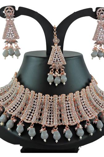 Grey designer function wear ad necklace set
