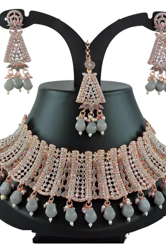 Grey designer function wear ad necklace set
