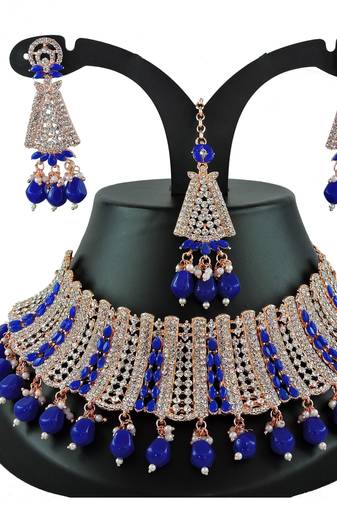 Blue designer function wear ad necklace set