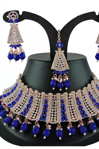 Blue designer function wear ad necklace set