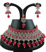 Red designer function wear ad necklace set