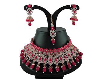 Red designer function wear ad necklace set 1