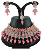 Pink designer function wear ad necklace set