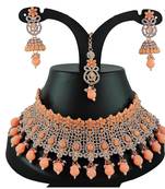 Orange designer function wear ad necklace set