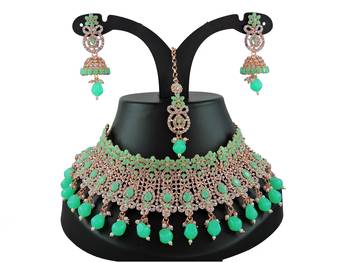 Green designer function wear ad necklace set 1