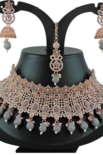 Grey designer function wear ad necklace set