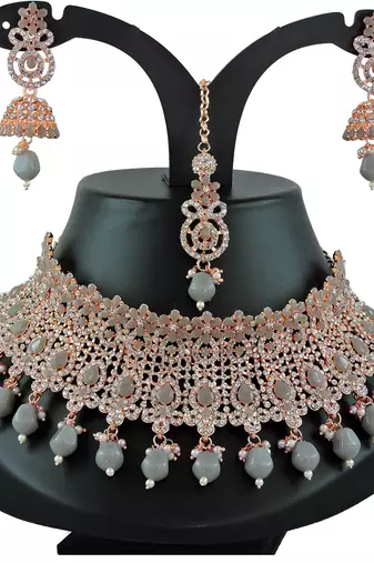 Grey designer function wear ad necklace set