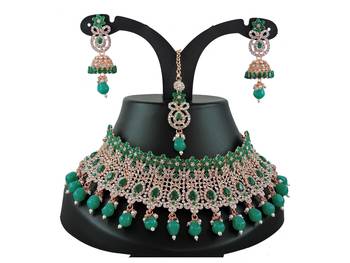 Green designer function wear ad necklace set 1