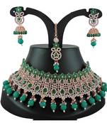 Green designer function wear ad necklace set
