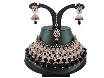 Black designer function wear ad necklace set 1