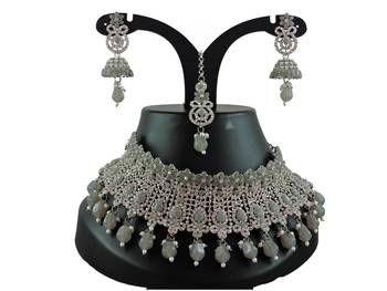 Grey designer function wear ad necklace set 1