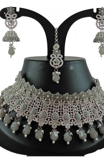 Grey designer function wear ad necklace set