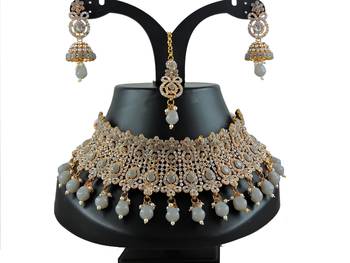Grey designer function wear ad necklace set 1