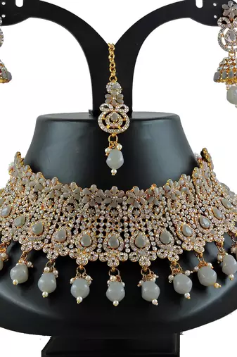 Grey designer function wear ad necklace set
