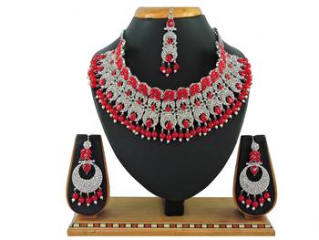 Red designer function wear ad necklace set 1