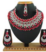 Red designer function wear ad necklace set