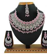 Pink designer function wear ad necklace set