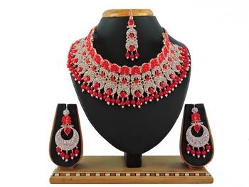 Red designer function wear ad necklace set 1