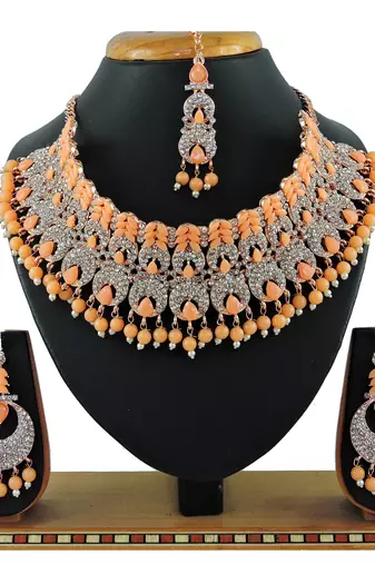Orange designer function wear ad necklace set