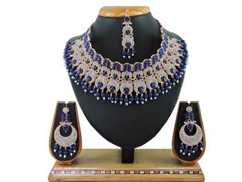 Blue designer function wear ad necklace set 1