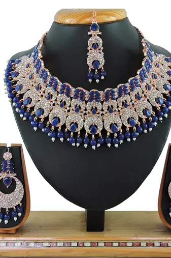 Blue designer function wear ad necklace set