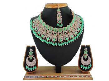 Green designer function wear ad necklace set 1