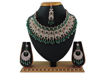 Green designer function wear ad necklace set 1
