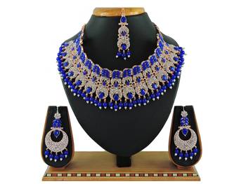 Blue designer function wear ad necklace set 1