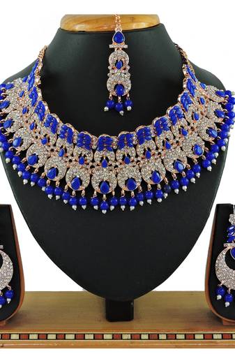 Blue designer function wear ad necklace set
