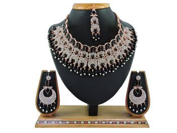 Black designer function wear ad necklace set 1