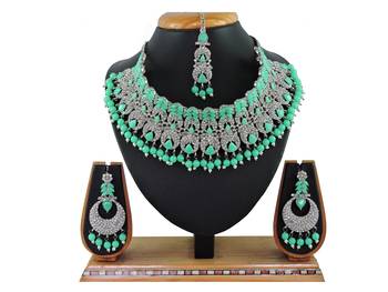 Green designer function wear ad necklace set 1
