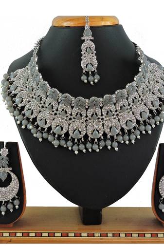 Grey designer function wear ad necklace set