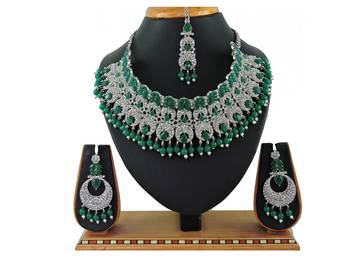 Green designer function wear ad necklace set 1